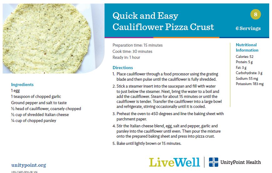 Cauliflower Pizza Crust Recipe